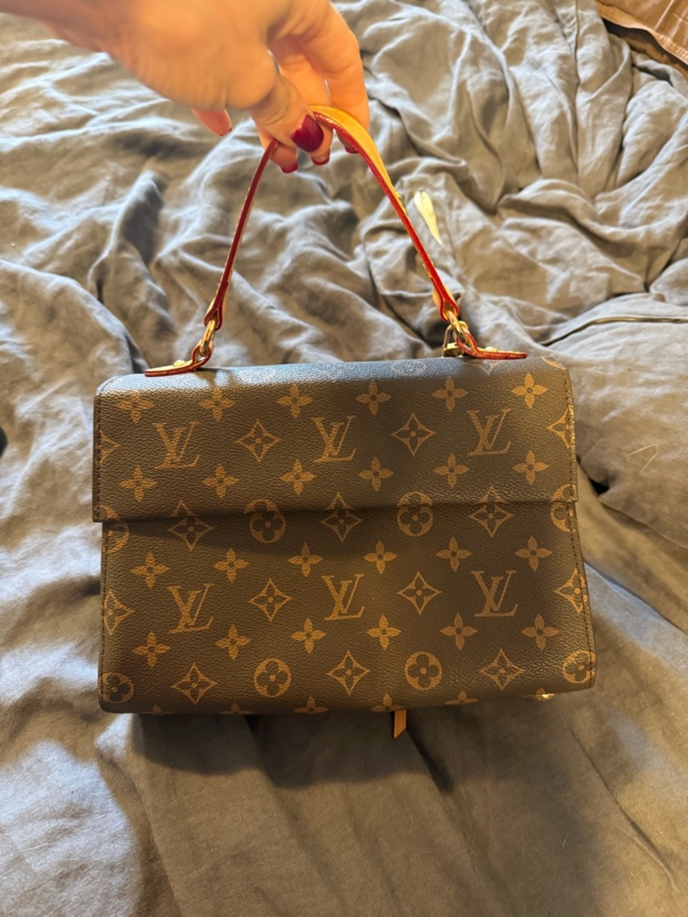 Brown and beige handbag